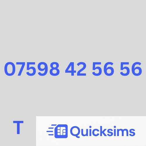 Tesco sim card with VIP Memorable Mobile Number 07598 42 56 56 with zero credit which once topped up can be ported to other providers