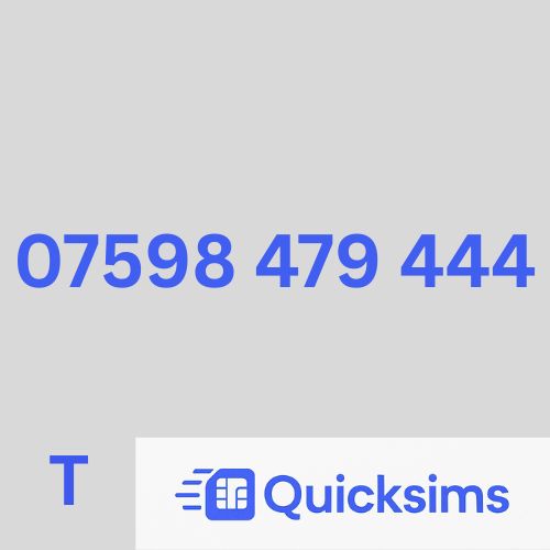 Tesco sim card with VIP Memorable Mobile Number 07598 479 444 with zero credit which once topped up can be ported to other providers