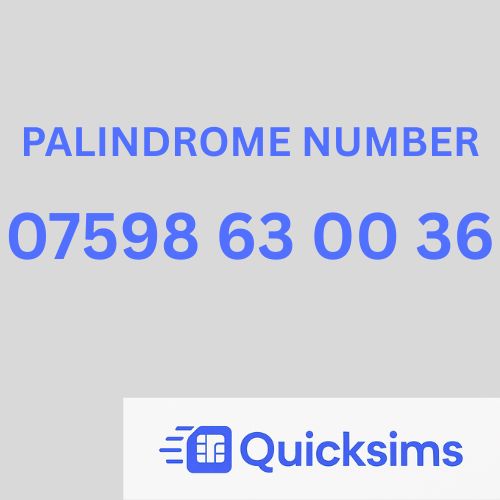 Tesco sim card with VIP Memorable Mobile Number 07598 63 00 36 PALINDROME with zero credit which once topped up can be ported to other providers