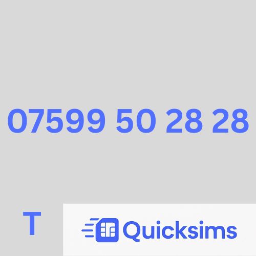 Tesco sim card with VIP Memorable Mobile Number 07599 50 28 28 with zero credit which once topped up can be ported to other providers