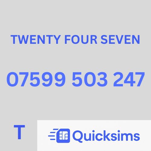 Tesco sim card with VIP Memorable Mobile Number 07599 503 247 TWENTY FOUR SEVEN 24-7 with zero credit which once topped up can be ported to other providers