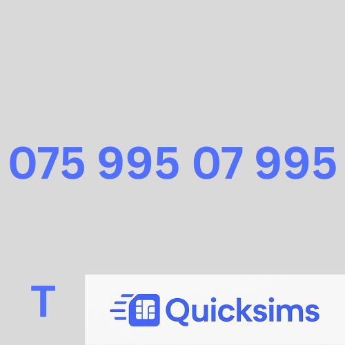 Tesco sim card with VIP Memorable Mobile Number 075 995 07 995 with zero credit which once topped up can be ported to other providers