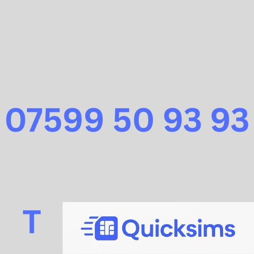 Tesco sim card with VIP Memorable Mobile Number 07599 50 93 93 with zero credit which once topped up can be ported to other providers