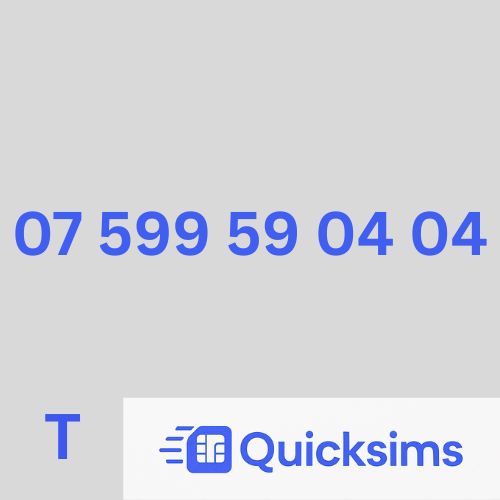 07 599 59 04 04 Easy Memorable Gold VIP Number Sim Card UK Pay As You Go Tesco Mobile ZERO CREDIT Quicksims
