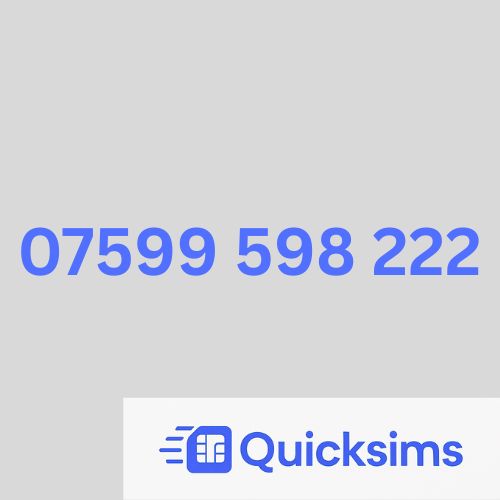 Tesco sim card with VIP Memorable Mobile Number 07599 598 222 with zero credit which once topped up can be ported to other providers