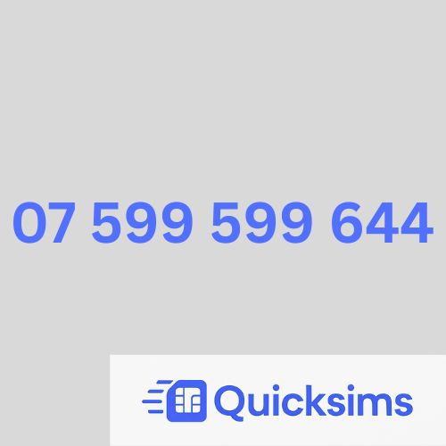 Tesco sim card with VIP Memorable Mobile Number 07 599 599 644 with zero credit which once topped up can be ported to other providers