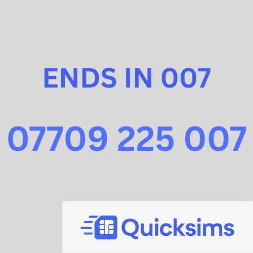 07709 225 007 JAMES BOND ASTON MARTIN Easy Memorable Gold VIP Number Sim Card UK Pay As You Go O2 Mobile ZERO CREDIT Quicksims