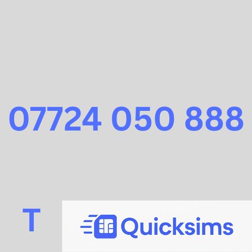 Tesco sim card with VIP Memorable Mobile Number 07724 050 888 with zero credit which once topped up can be ported to other providers