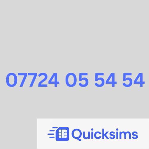 Tesco sim card with VIP Memorable Mobile Number 07724 05 54 54 with zero credit which once topped up can be ported to other providers