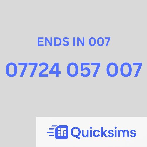 Tesco sim card with VIP Memorable Mobile Number 07724 057 007 JAMES BOND ASTON MARTIN with zero credit which once topped up can be ported to other providers