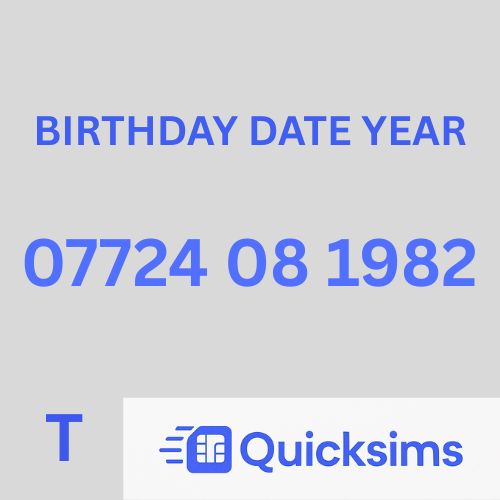 Tesco sim card with VIP Memorable Mobile Number 07724 08 1982 BIRTHDAY DATE YEAR with zero credit which once topped up can be ported to other providers