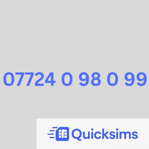 Tesco sim card with VIP Memorable Mobile Number 07724 0 98 0 99  with zero credit which once topped up can be ported to other providers