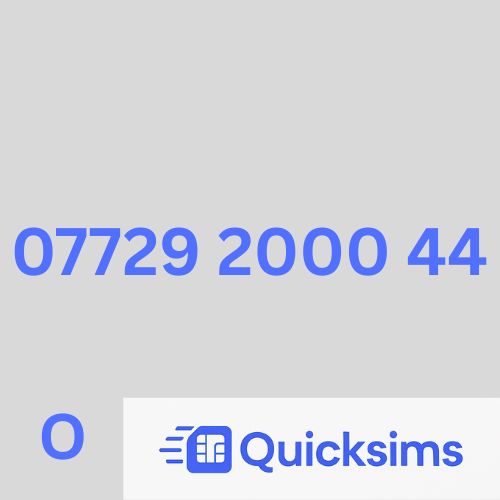 O2 sim card with VIP Memorable Mobile Number 07729 2000 44 with zero credit which once topped up can be ported to other providers