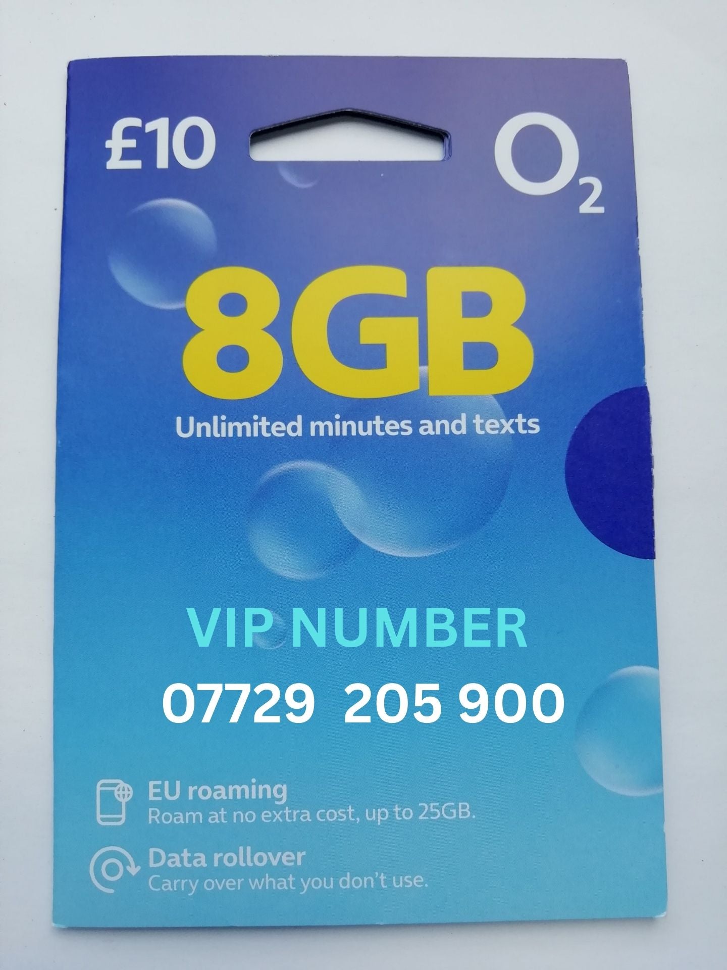 O2 sim card with VIP Memorable Mobile Number 07729 205 900 with zero credit which once topped up can be ported to other providers