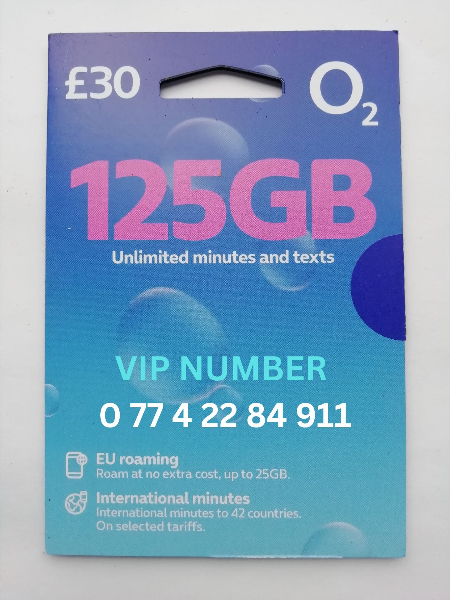O2 sim card with VIP Memorable Mobile Number 0 77 4 22 84 911 PORSCHE EMERGENCY with zero credit which once topped up can be ported to other providers