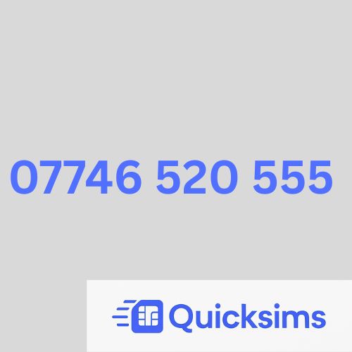 O2 sim card with VIP Memorable Mobile Number 07746 520 555 with zero credit which once topped up can be ported to other providers