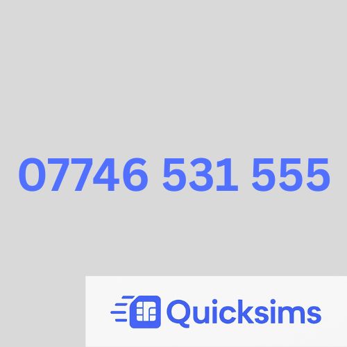 O2 sim card with VIP Memorable Mobile Number 07746 531 555 with zero credit which once topped up can be ported to other providers