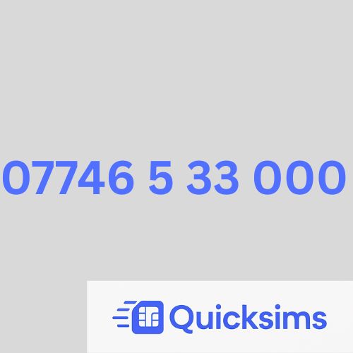 O2 sim card with VIP Memorable Mobile Number 07746 5 33 000 with zero credit which once topped up can be ported to other providers