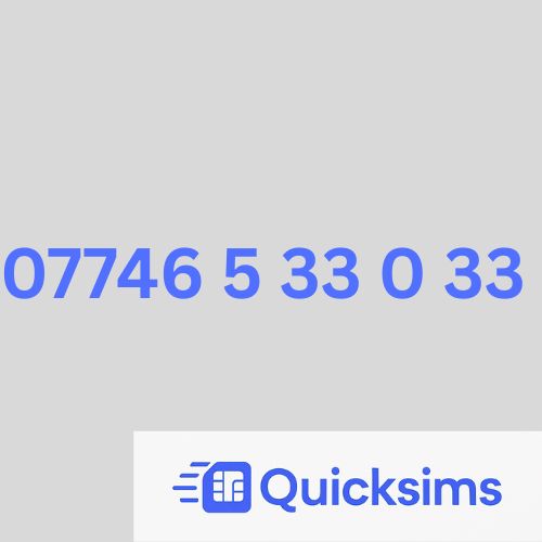 O2 sim card with VIP Memorable Mobile Number 07746 5 33 0 33 with zero credit which once topped up can be ported to other providers