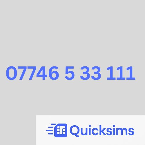 O2 sim card with VIP Memorable Mobile Number 07746 5 33 111 with zero credit which once topped up can be ported to other providers
