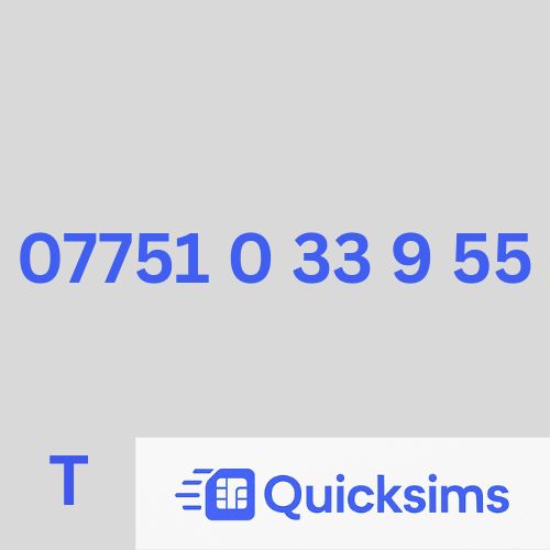 Tesco sim card with VIP Memorable Mobile Number 07751 0 33 9 55 with zero credit which once topped up can be ported to other providers