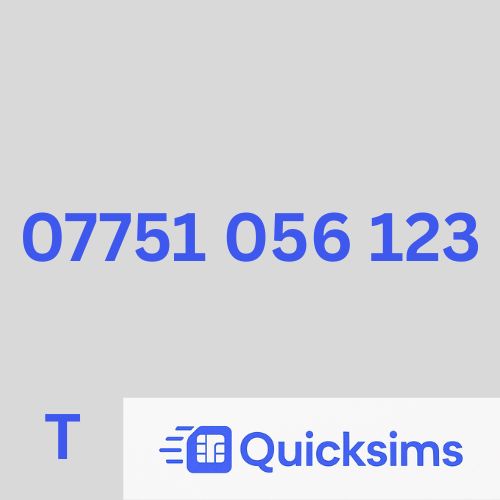 Tesco sim card with VIP Memorable Mobile Number 07751 056 123 with zero credit which once topped up can be ported to other providers