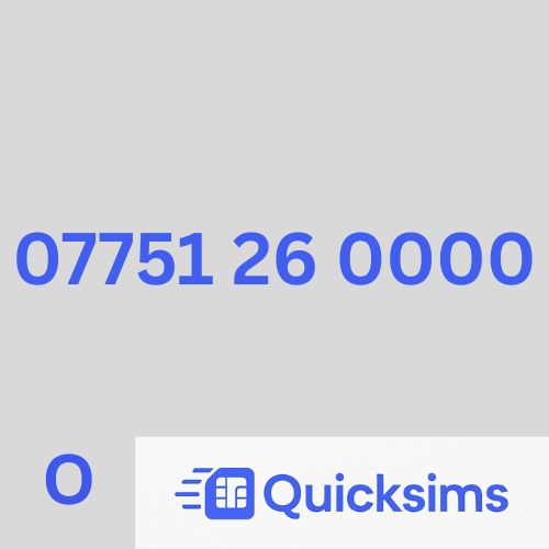 O2 sim card with VIP Memorable Mobile Number 07751 26 0000 with zero credit which once topped up can be ported to other providers