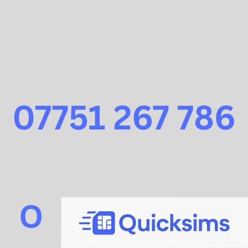 O2 sim card with VIP Memorable Mobile Number  07751 267 786 BISMILLAH with zero credit which once topped up can be ported to other providers