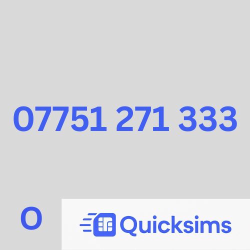 O2 sim card with VIP Memorable Mobile Number 07751 271 333 with zero credit which once topped up can be ported to other providers