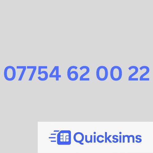 07754 62 00 22 Easy Memorable Gold VIP Number Sim Card UK Pay As You Go O2 Mobile ZERO CREDIT Quicksims