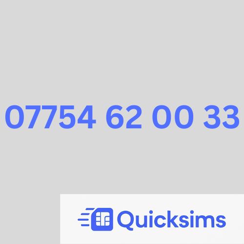 O2 sim card with VIP Memorable Mobile Number 07754 62 00 33 with zero credit which once topped up can be ported to other providers