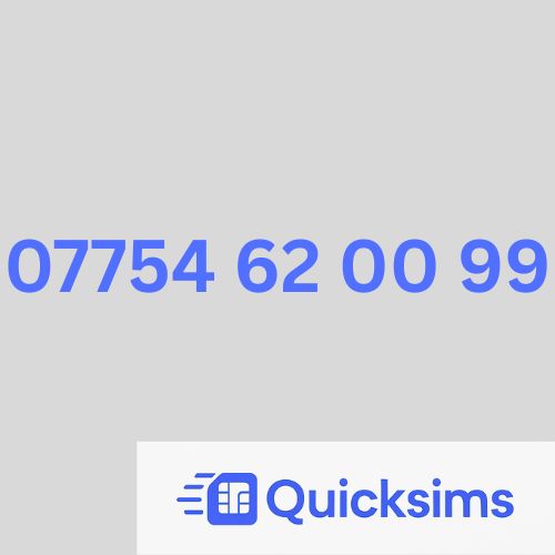 O2 sim card with VIP Memorable Mobile Number 07754 62 00 99 with zero credit which once topped up can be ported to other providers