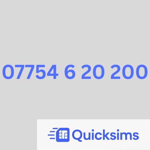 O2 sim card with VIP Memorable Mobile Number 07754 6 20 200 with zero credit which once topped up can be ported to other providers