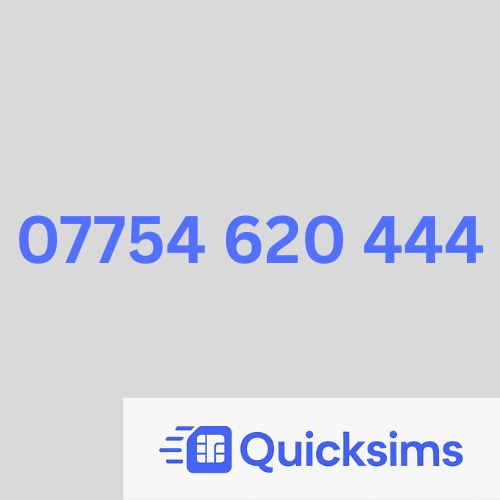 O2 sim card with VIP Memorable Mobile Number 07754 620 444 with zero credit which once topped up can be ported to other providers