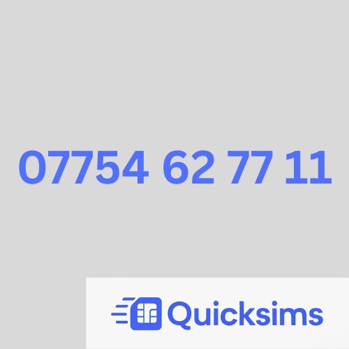 O2 sim card with VIP Memorable Mobile Number 07754 62 77 11 with zero credit which once topped up can be ported to other providers
