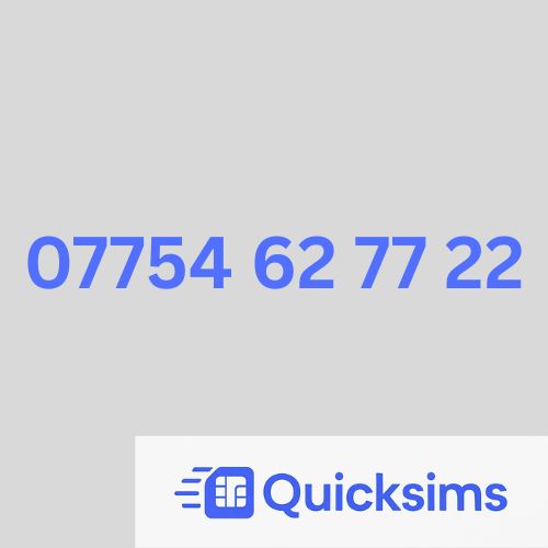 O2 sim card with VIP Memorable Mobile Number 07754 62 77 22 with zero credit which once topped up can be ported to other providers