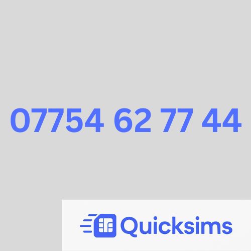 O2 sim card with VIP Memorable Mobile Number 07754 62 77 44 with zero credit which once topped up can be ported to other providers