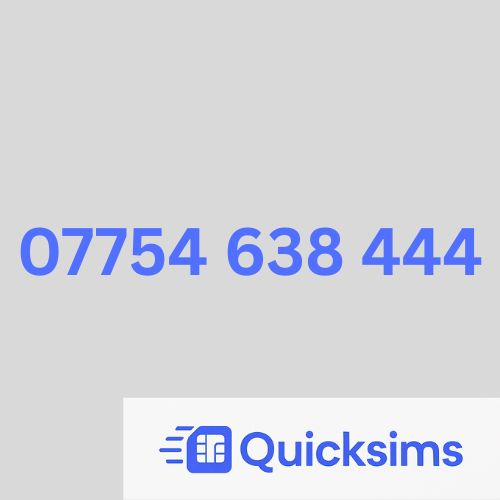O2 sim card with VIP Memorable Mobile Number 07754 638 444 with zero credit which once topped up can be ported to other providers