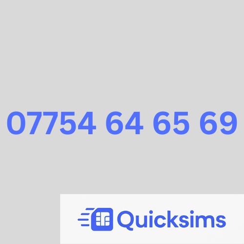 O2 sim card with VIP Memorable Mobile Number 07754 64 65 69 with zero credit which once topped up can be ported to other providers