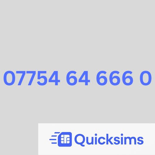 O2 sim card with VIP Memorable Mobile Number 07754 64 666 0 with zero credit which once topped up can be ported to other providers