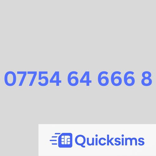O2 sim card with VIP Memorable Mobile Number 07754 64 666 8 with zero credit which once topped up can be ported to other providers