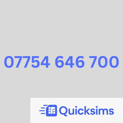 O2 sim card with VIP Memorable Mobile Number 07754 646 700 with zero credit which once topped up can be ported to other providers