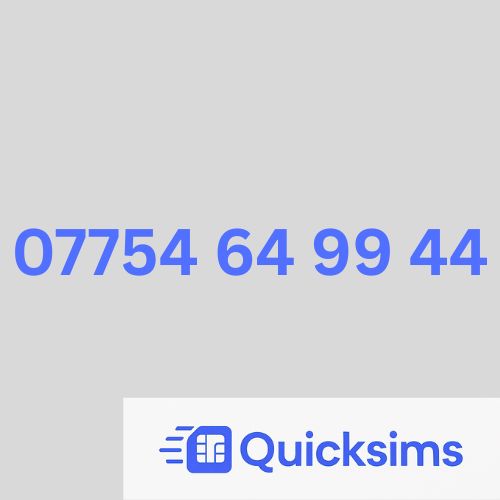 O2 sim card with VIP Memorable Mobile Number 07754 64 99 44 with zero credit which once topped up can be ported to other providers