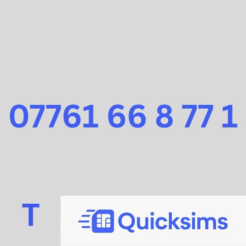 Tesco sim card with VIP Memorable Mobile Number 07761 66 8 77 1 with zero credit which once topped up can be ported to other providers