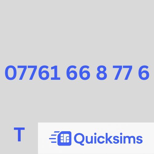 07761 66 8 77 6 Easy Memorable Gold VIP Number Sim Card UK Pay As You Go Tesco Mobile ZERO CREDIT Quicksims