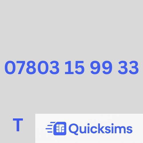 Tesco sim card with VIP Memorable Mobile Number 07803 15 99 33 with zero credit which once topped up can be ported to other providers