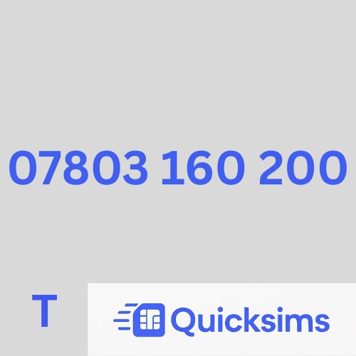 Tesco sim card with VIP Memorable Mobile Number 07803 160 200 with zero credit which once topped up can be ported to other providers