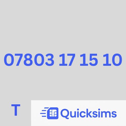 Tesco sim card with VIP Memorable Mobile Number 07803 17 15 10 with zero credit which once topped up can be ported to other providers