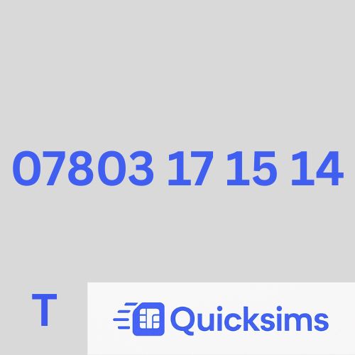 Tesco sim card with VIP Memorable Mobile Number 07803 17 15 14 with zero credit which once topped up can be ported to other providers