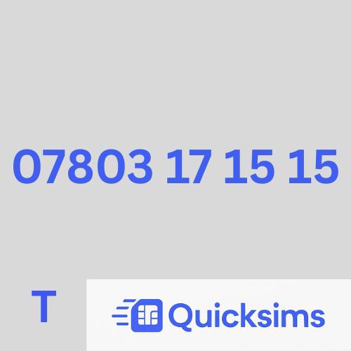 Tesco sim card with VIP Memorable Mobile Number 07803 17 15 15 with zero credit which once topped up can be ported to other providers